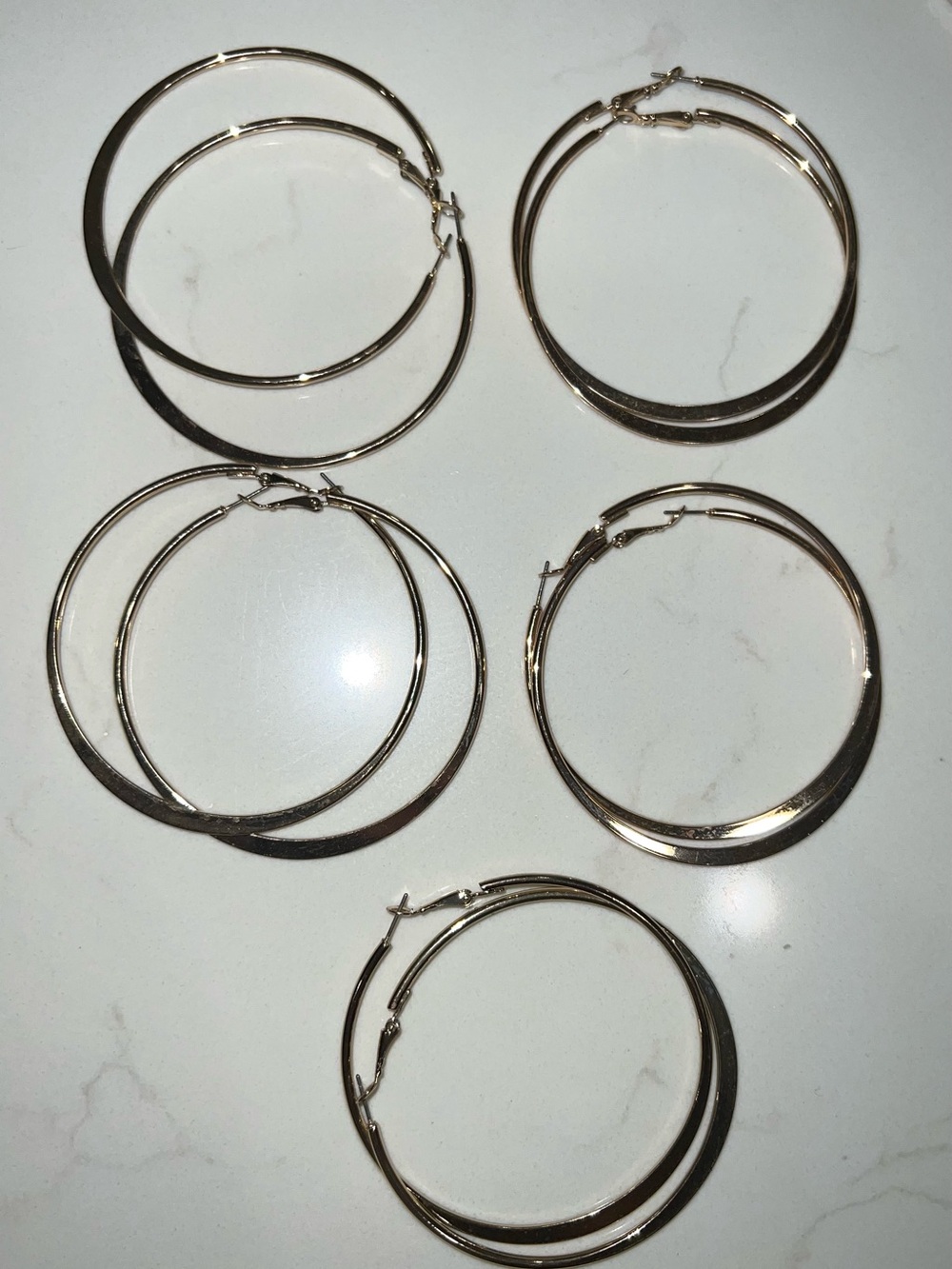 Classic Gold-Tone Double Hoop Earrings - Women's Jewelry 5 pairs are large hoops